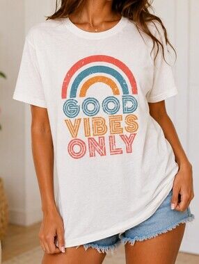 Good Vibes Only White Graphic Tee